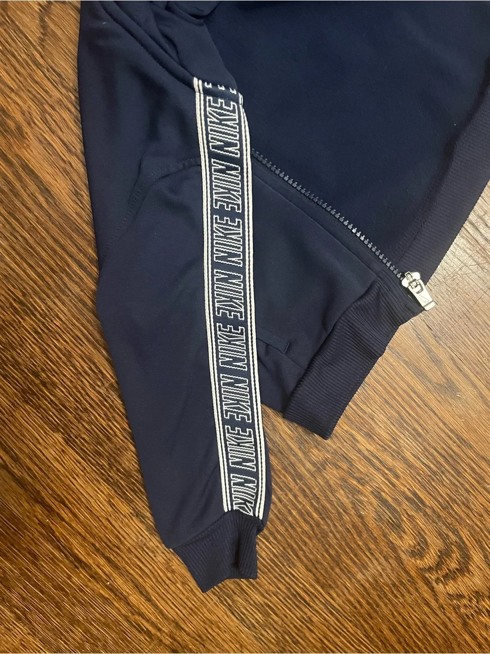 Nike Navy Zip Hoodie with White Swoosh Accent